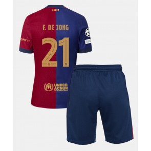 Barcelona Frenkie de Jong #21 Domaci Dres za Dječji 2024-25 Kratak Rukavima (+ kratke hlače)